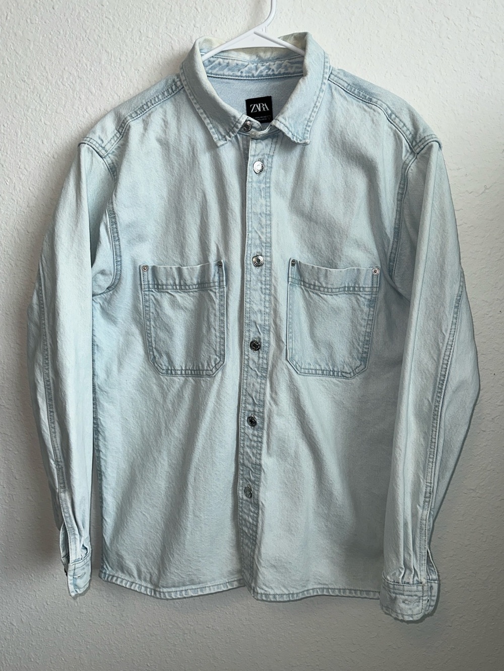 Zara Men's Long-Sleeve Denim Shirt, Size L